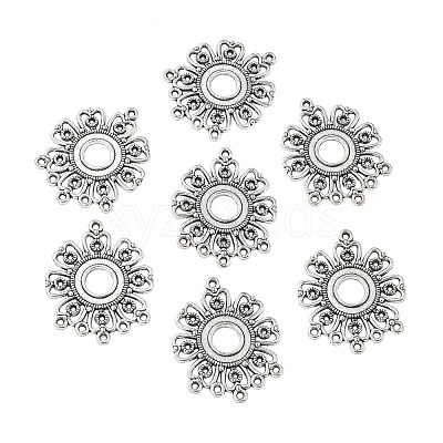 Tibetan Style Alloy Connector Cabochon Settings X-EA541Y-NF-1