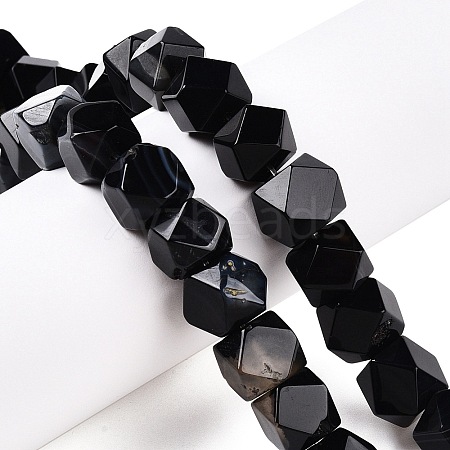 Natural Black Agate Beads Strands G-T138-39-1