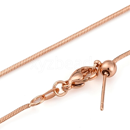 1mm Rack Plating Brass Round Snake Chain Adjustable Slider Necklaces for Women Men MAK-L044-50RG-1