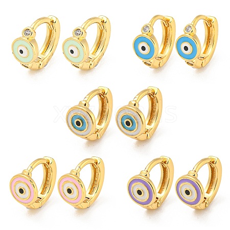 Evil Eye Real 18K Gold Plated Brass Hoop Earrings EJEW-L269-064G-1