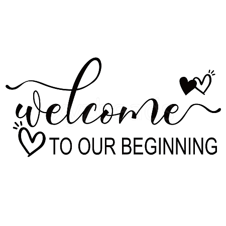 Rectangle with Word Welcome TO OUR BEGINING PVC Wall Stickers DIY-WH0228-176-1
