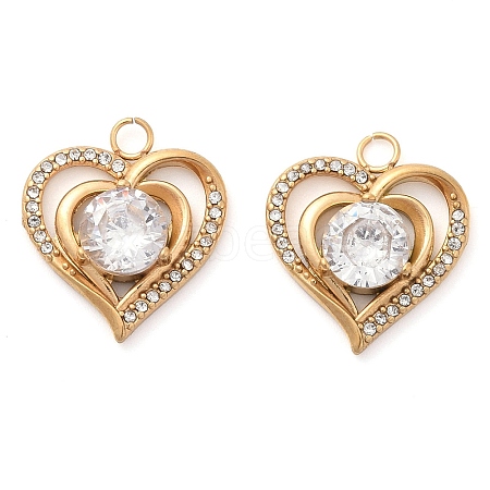 304 Stainless Steel Rhinestone Pendants STAS-Q340-03G-02-1