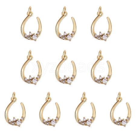 Rack Plating Brass Micro Pave Clear Cubic Zirconia Pendants ZIRC-SZ0004-04-1