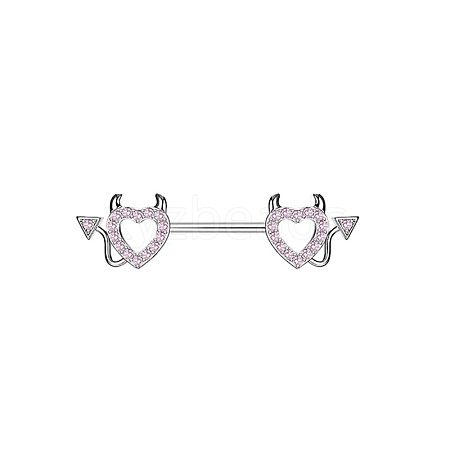 316L Surgical Stainless Steel Rose Rhinestone Nipple Rings WG189E0-10-1