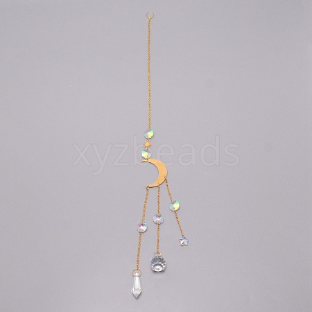 Moon Brass Wind Chime Ornament HJEW-TAC0009-03G-1