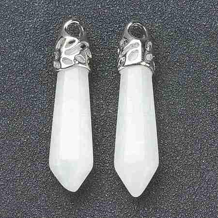 Bullet Natural White Jade Pendants G-E332-C27-1