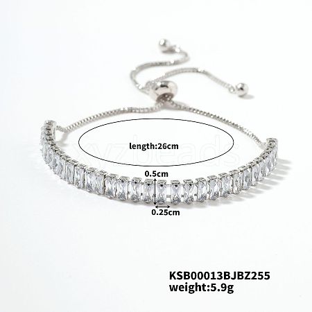 Brass Crystal Rhinestone Box Chain Slider Bracelets for Women TG7650-4-1
