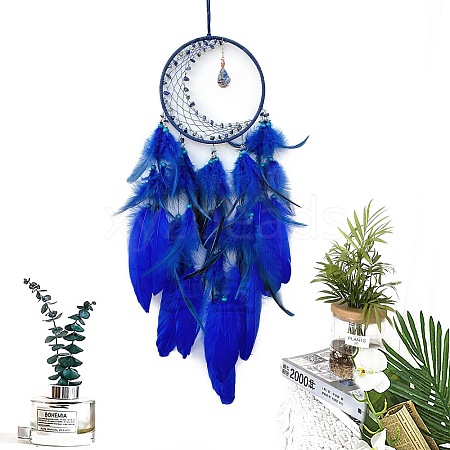 Woven Net/Web with Feather Hanging Ornaments PW-WGED7ED-01-1