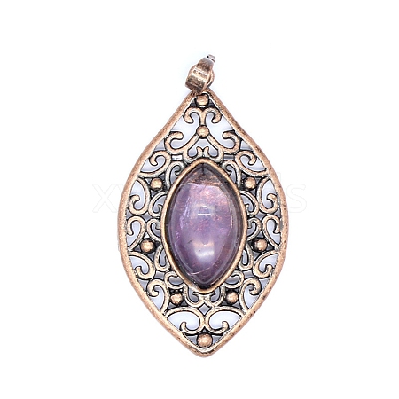 Retro Hollow Natural Amethyst Pendants PW-WGEF371-08-1