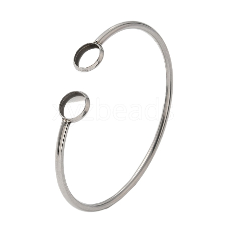 304 Stainless Steel Cuff Blank Bangle Bases with Round Tray STAS-Z088-03C-P-1