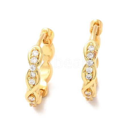 Clear Cubic Zirconia Oval Hoop Earrings EJEW-P199-06G-1