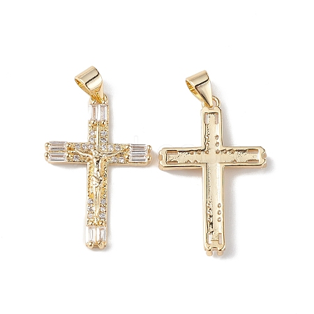 Rack Plating Brass Micro Pave Cubic Zirconia Pendants KK-F848-10G-1