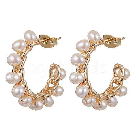 Brass Ring Stud Earrings EJEW-JE05541-1
