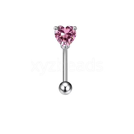 Titanium Alloy Pink Cubic Zirconia Eyebrow Curved Barbell Rings WGA8E4A-02-1