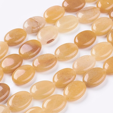 Flat Oval Gemstone Natural Topaz Jade Stone Beads Strands G-S113-06-1