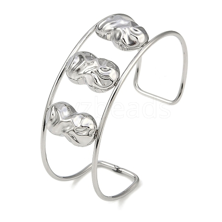 Non-Tarnish 304 Stainless Steel Wide Textured Open Cuff Bangles BJEW-Q348-05P-07-1