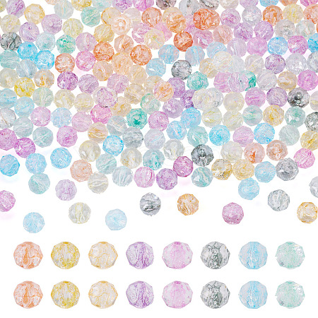 240Pcs 8 Colors Crackle Transparent Glass Beads GLAA-TA0004-19-1