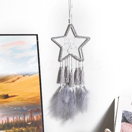 Woven Net/Web with Feather with Iron Home Crafts Wall Hanging Decoration PW-WG99488-04-1