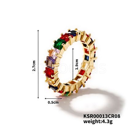 Elegant and Stylish Colorful Rhinestone Grid Ring ZP8205-3-1