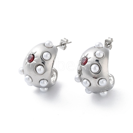 304 Stainless Steel Stud Earrings EJEW-D095-19P-1