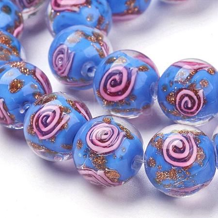 Handmade Gold Sand Lampwork Beads Strands LAMP-L072-G06-1