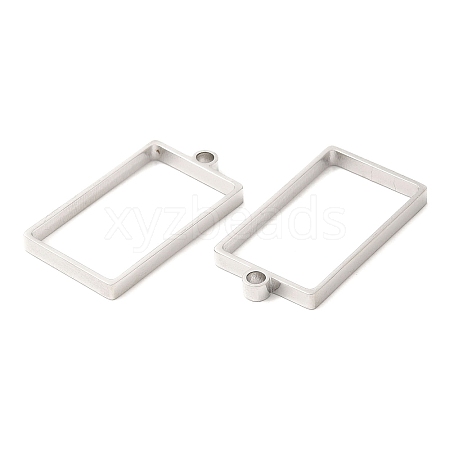 304 Stainless Steel Open Back Bezel Rectangle Pendants STAS-Z040-06A-P-1