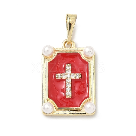 Brass Micro Pave Cubic Zirconia Pendants KK-H255-07G-03-1