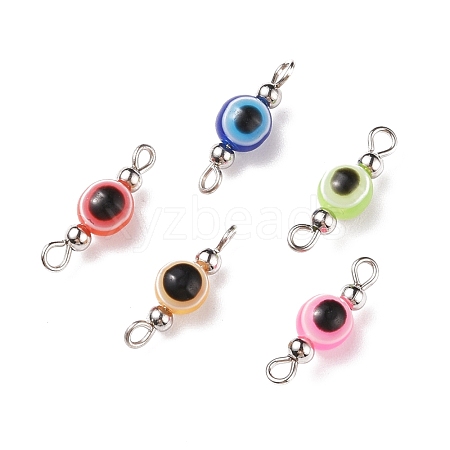 Evil Eye Resin Connector Charms PALLOY-JF01474-1