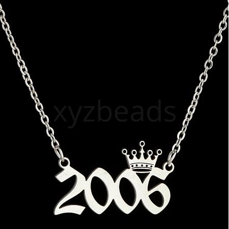 Crown Birth Year 201 Stainless Steel Pendant Necklaces for Women FS-WG4E8F2-67-1
