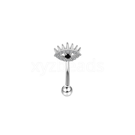 Eye 304 Stainless Steel Cubic Zirconia Eyebrow Barbell Rings WGF5FAC-08-1