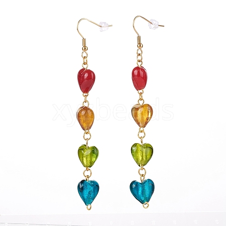 Handmade Silver Foil Glass Dangle Earring EJEW-JE04474-1