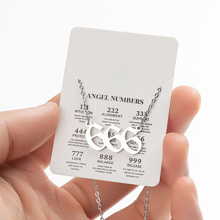 201 Stainless Steel Angel Number Pendant Necklaces for Women FS-WG21275-12-1