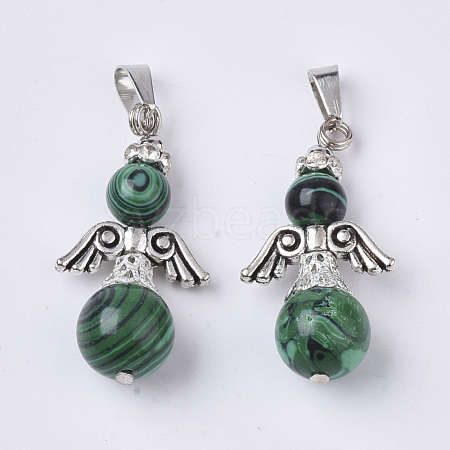 Synthetic Malachite Pendants G-Q460-A16-1