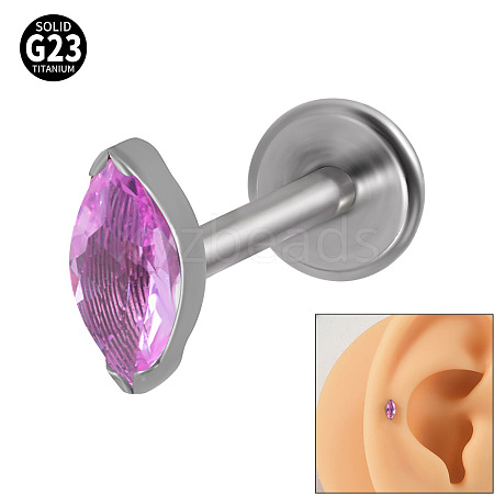 G23 Titanium Cubic Zirconia Horse Eye 17 Gauge Threadless Labrets for Women Men WG9E7C9-05-1