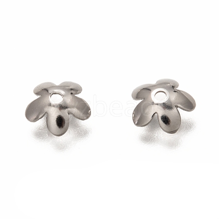5-Petal 201 Stainless Steel Bead Caps STAS-I176-11P-A-1