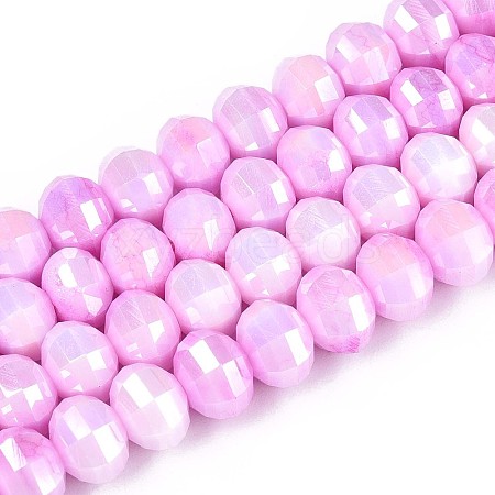 Anti-Tarnish Electroplate Glass Beads Strands GLAA-T025-8mm-19A-1