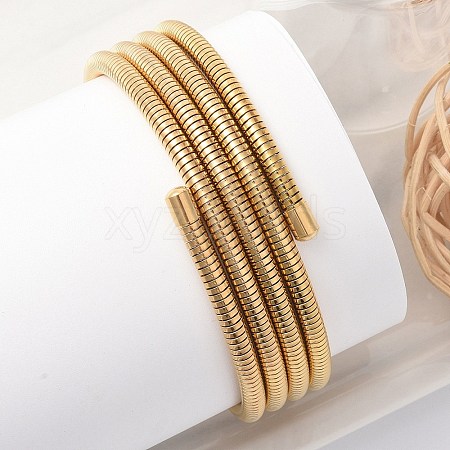 304 Stainless Steel Spring Multi-strand Bangles for Women BJEW-Z086-01G-02-1