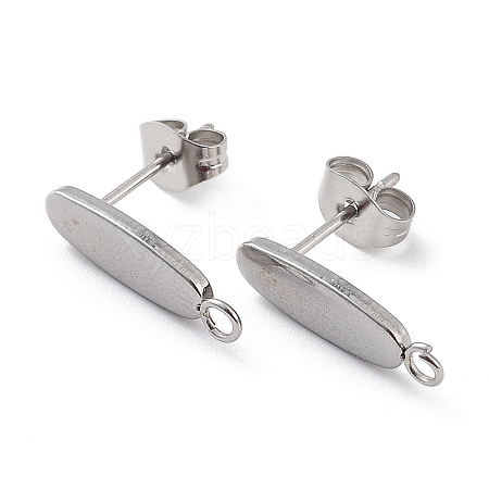 Non-Tarnish 201 Stainless Steel Oval Stud Earring Findings STAS-K259-20P-1