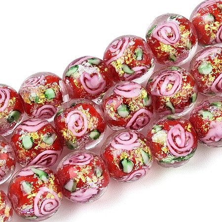 Handmade Foil Glass Beads Strands FOIL-N033-04E-1