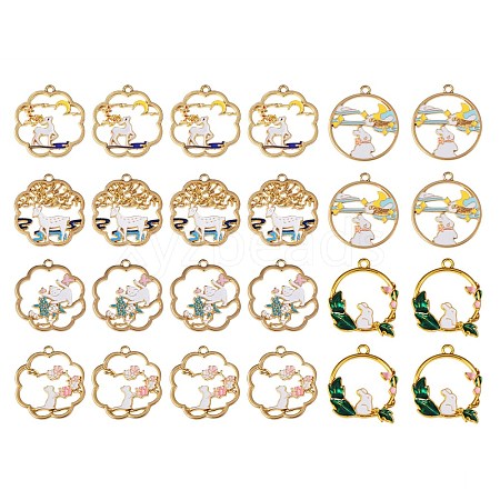 24Pcs 6 Style Alloy Enamel Pendants ENAM-SZ0001-41G-1