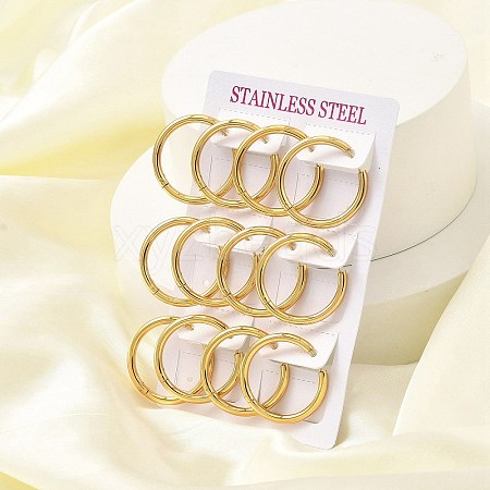 PVD Vacuum Plating 304 Stainless Steel Huggie Hoop Earrings for Women EJEW-F280-07H-G-1