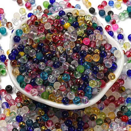 Opaque Spray Painted Glass Beads DGLA-MSMC002-4mm-1