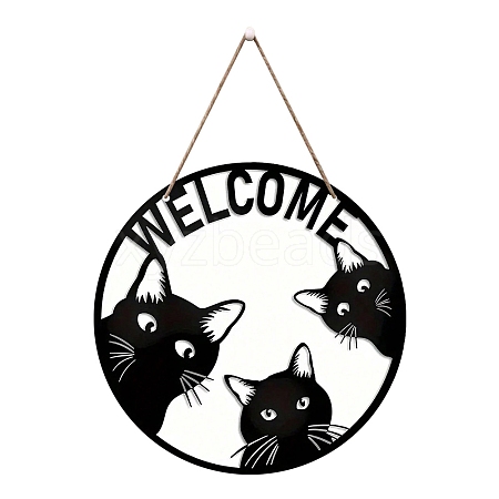 Wooden Welcome Sign Pendant Decorations for Front Door PW-WG186C2-01-1