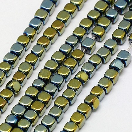 Electroplate Non-magnetic Synthetic Hematite Beads Strands G-J172-3x3mm-06-1