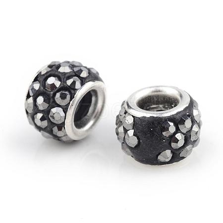 Polymer Clay Rhinestone European Beads CPDL-T001-09-1