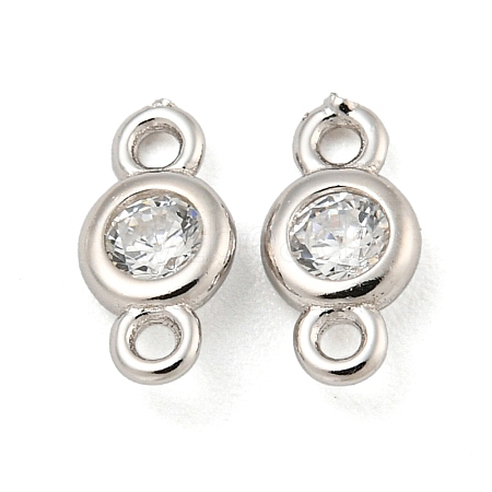 925 Sterling Silver Pave Clear Cubic Zirconia Connector Charms STER-B005-02P-1