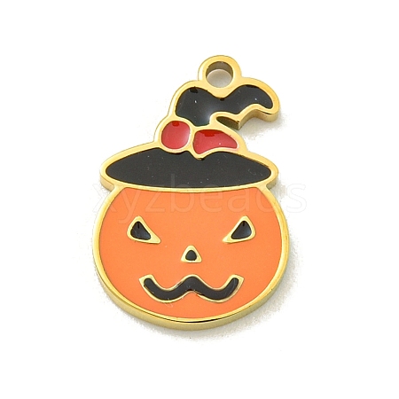 Halloween Theme Ion Plating(IP) 304 Stainless Steel Enamel Charms STAS-M011-03E-1