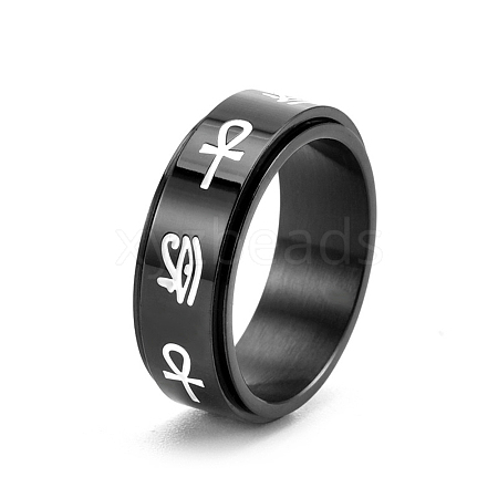 Eye of Horus & Ankh Cross Pattern Titanium Steel Rotating Fidget Band Ring MATO-PW0001-058E-01-1