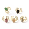 Ion Plating(IP) Natural Gemstone Oval Open Cuff Ring STAS-E125-01G-1