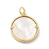 Brass Clear Cubic Zirconia with Shell Pendants KK-G450-02G-02-2